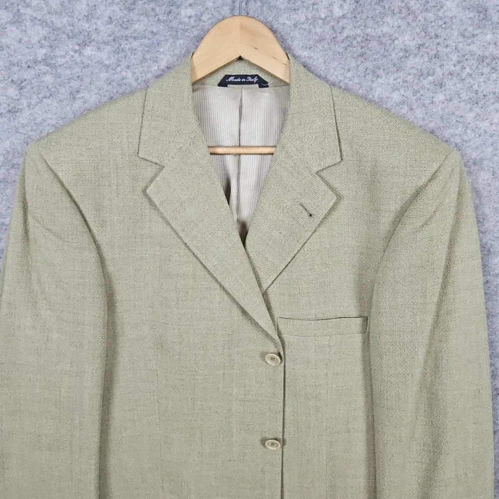Zanetti Men's Blazer Yellow-Green Size 43R‎ Bozzalla & Lesna Super 100s Wool